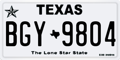 TX license plate BGY9804
