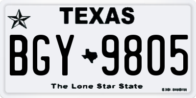 TX license plate BGY9805