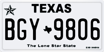 TX license plate BGY9806