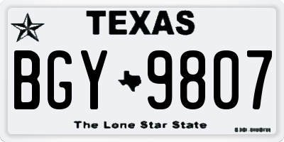 TX license plate BGY9807