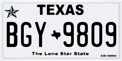 TX license plate BGY9809