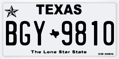 TX license plate BGY9810
