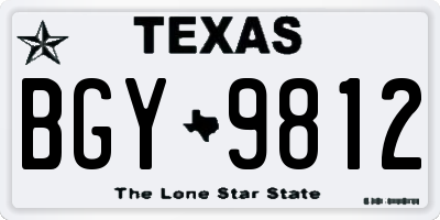 TX license plate BGY9812
