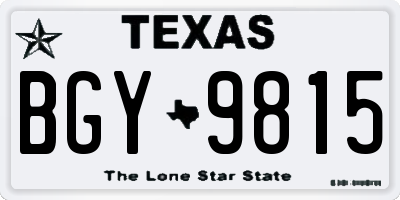 TX license plate BGY9815
