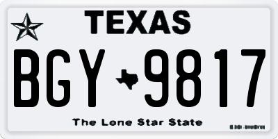 TX license plate BGY9817