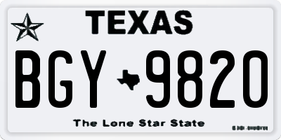 TX license plate BGY9820