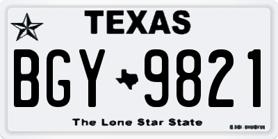 TX license plate BGY9821