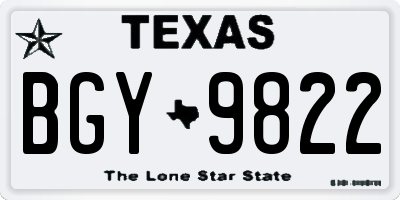 TX license plate BGY9822