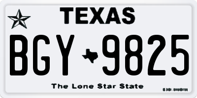 TX license plate BGY9825