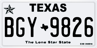 TX license plate BGY9826