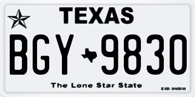 TX license plate BGY9830