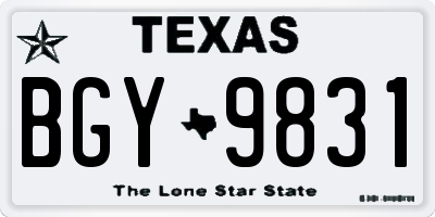 TX license plate BGY9831