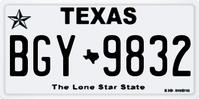 TX license plate BGY9832