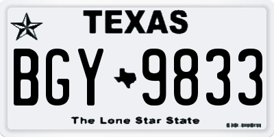 TX license plate BGY9833