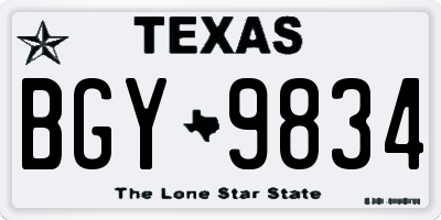 TX license plate BGY9834