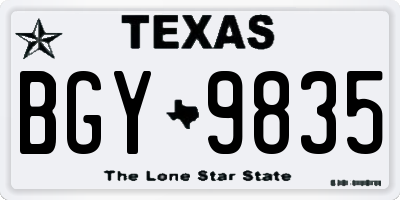 TX license plate BGY9835