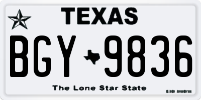 TX license plate BGY9836