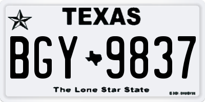 TX license plate BGY9837