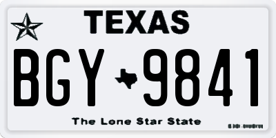 TX license plate BGY9841