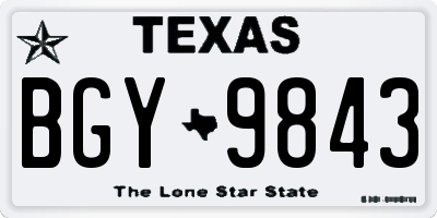 TX license plate BGY9843