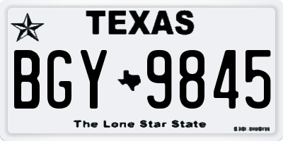 TX license plate BGY9845