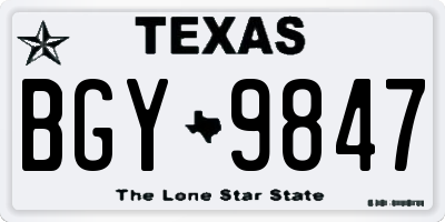 TX license plate BGY9847