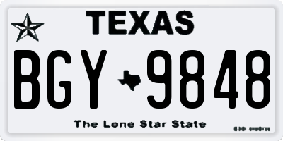 TX license plate BGY9848
