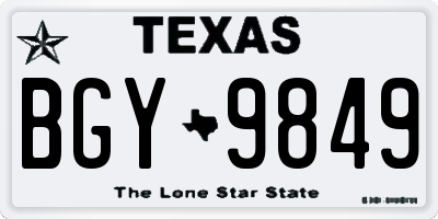 TX license plate BGY9849
