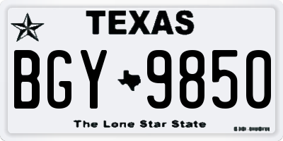 TX license plate BGY9850