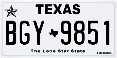 TX license plate BGY9851