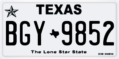 TX license plate BGY9852