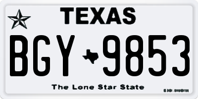 TX license plate BGY9853
