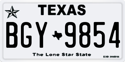 TX license plate BGY9854