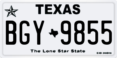 TX license plate BGY9855