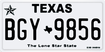 TX license plate BGY9856