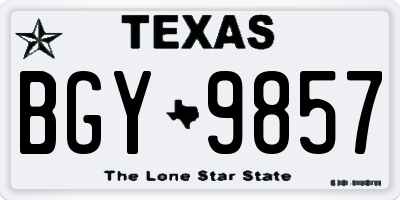 TX license plate BGY9857