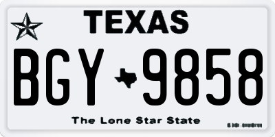 TX license plate BGY9858