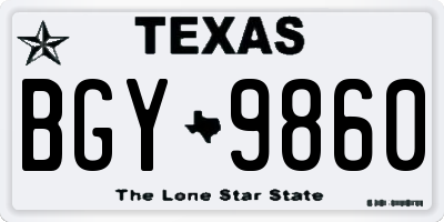 TX license plate BGY9860