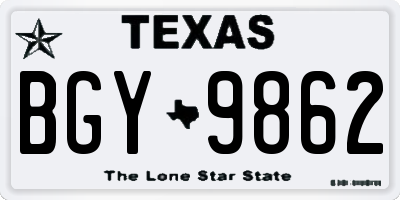 TX license plate BGY9862