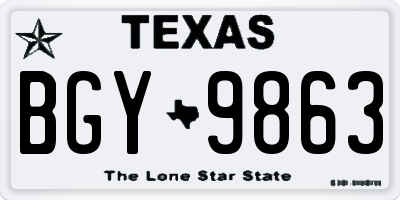 TX license plate BGY9863