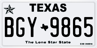 TX license plate BGY9865