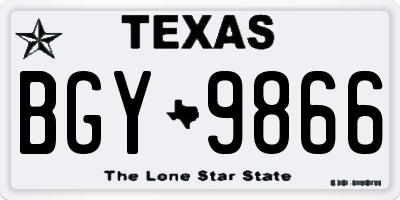 TX license plate BGY9866