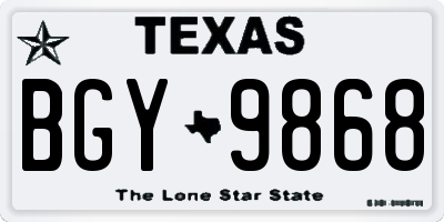 TX license plate BGY9868