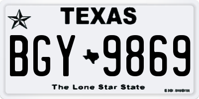 TX license plate BGY9869