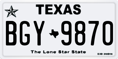 TX license plate BGY9870