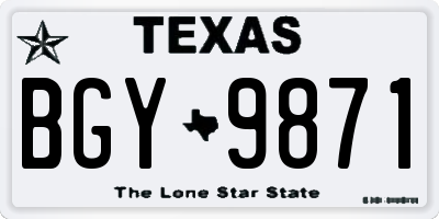 TX license plate BGY9871