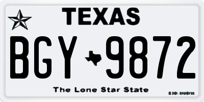 TX license plate BGY9872