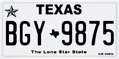 TX license plate BGY9875