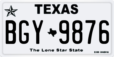TX license plate BGY9876