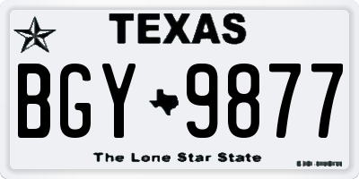 TX license plate BGY9877